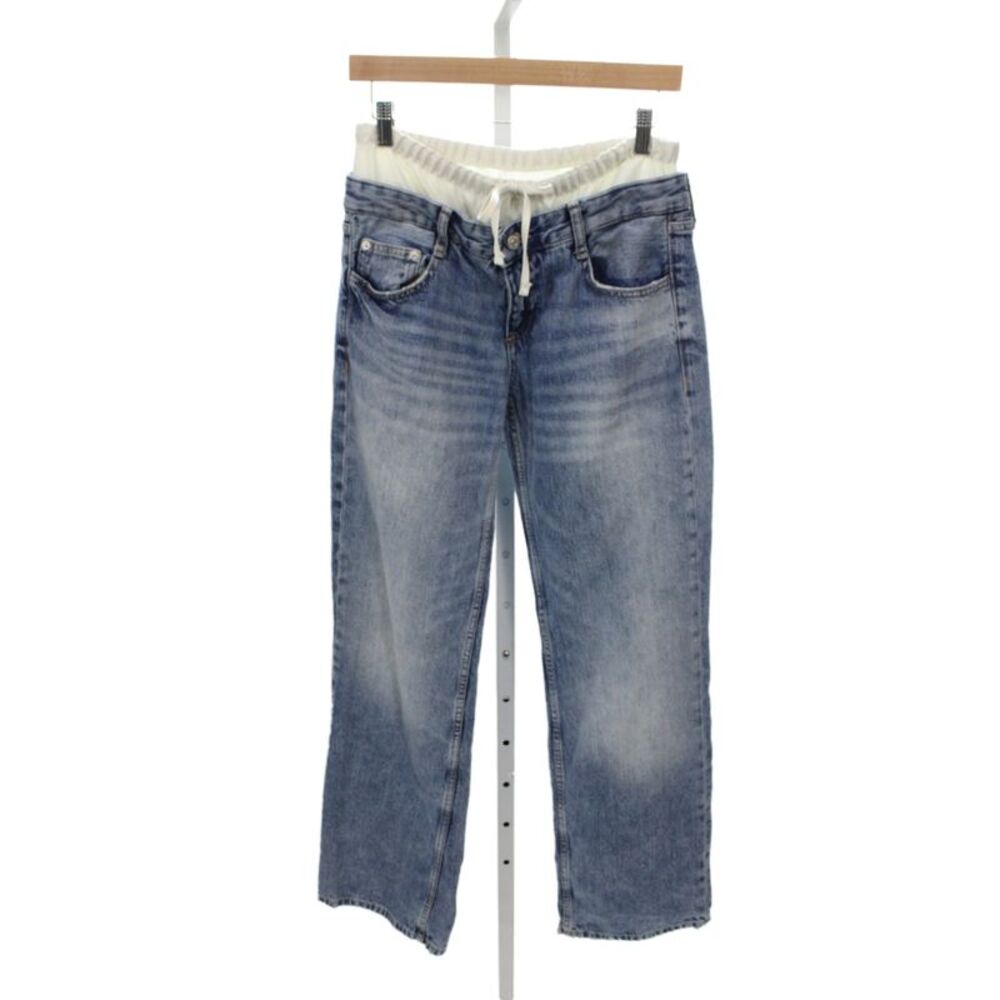 Zara Unisex Boyfriend Mom Jeans Blue Mid Rise Maternity Size 4